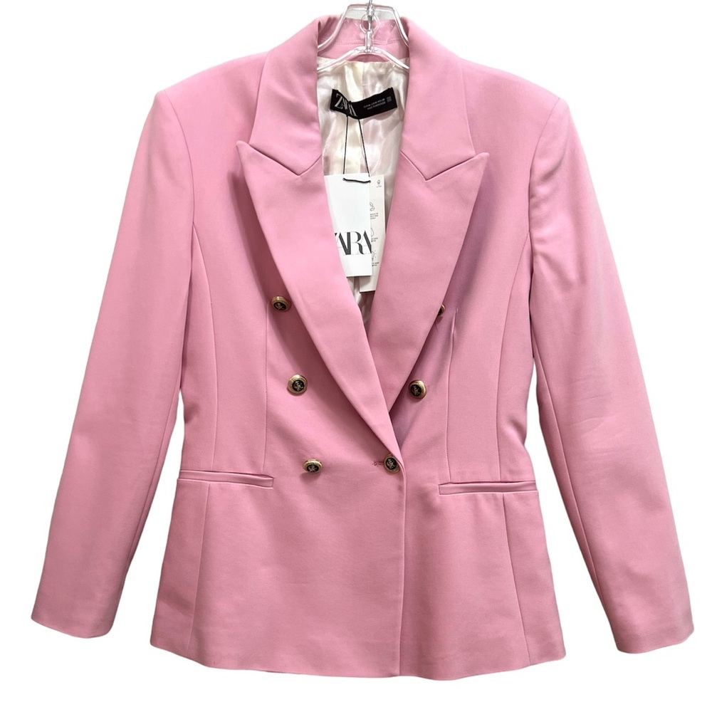 **SOLD** Zara NWT Double Breasted Tailored Blazer Pink Size M - Picture 2 of 10